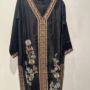 Embroidered Black Dress